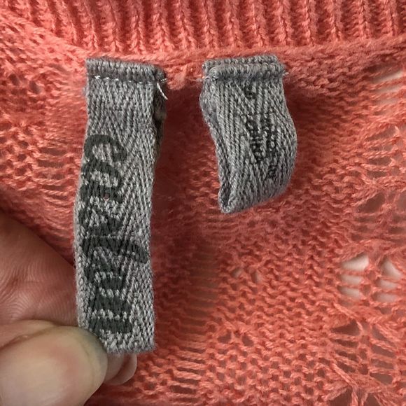 Caslon open front Waterfall Crochet Orange cardigan Small - Picture 3 of 11